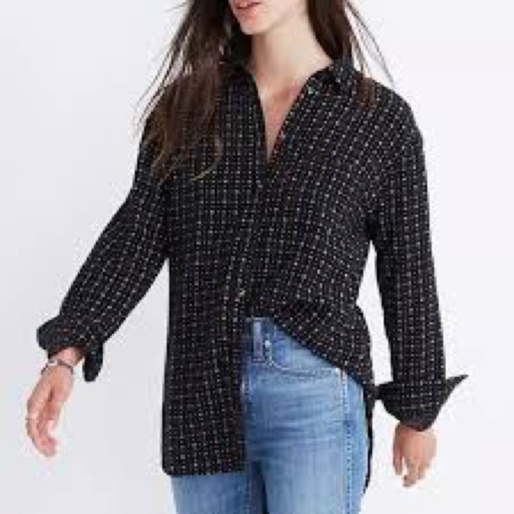 Madewell Oversized Boyfriend Black  Shirt Size Small Black Model Off Duty Vibe